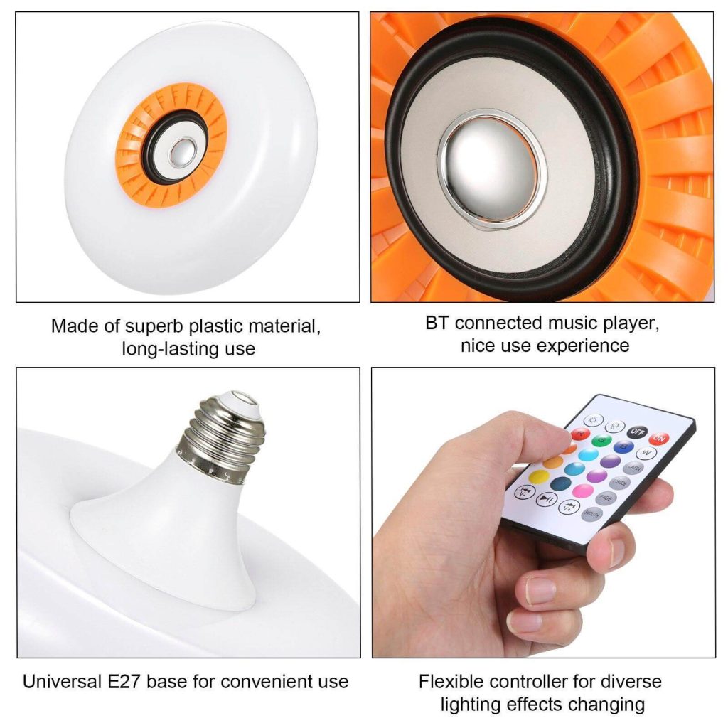 Modern LED Ceiling Bluetooth Music Light Bulb Lamp - MaviGadget