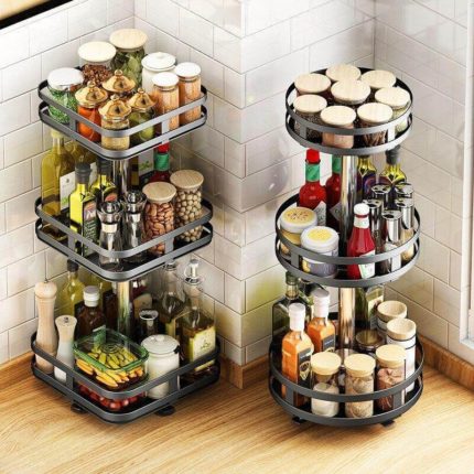 360 Rotating Kitchen Spice Storage Rack - MaviGadget