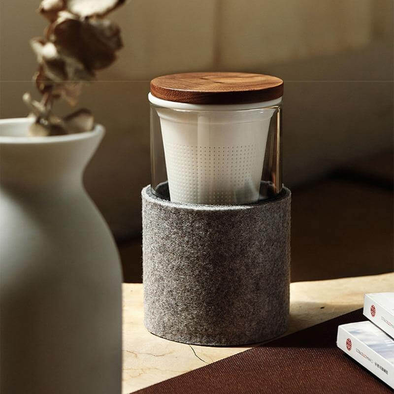 Creative Glass Tea Infuser with Wooden Lid - MaviGadget