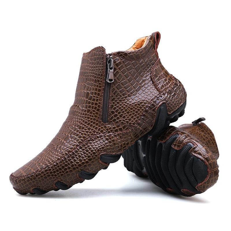 Leather Vintage Outdoor Fur Winter Ankle Boots - MaviGadget