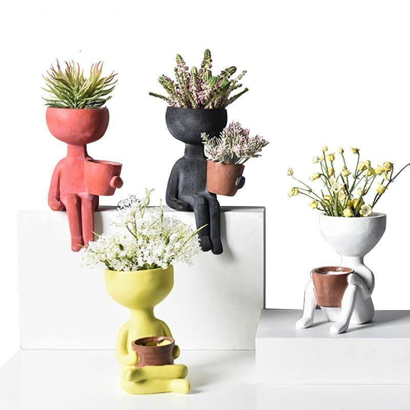 Humanoid Ceramic Flower Cute Vase - MaviGadget