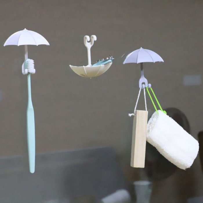 3pcs Set Cute Umbrella Toothbrush Hook - MaviGadget