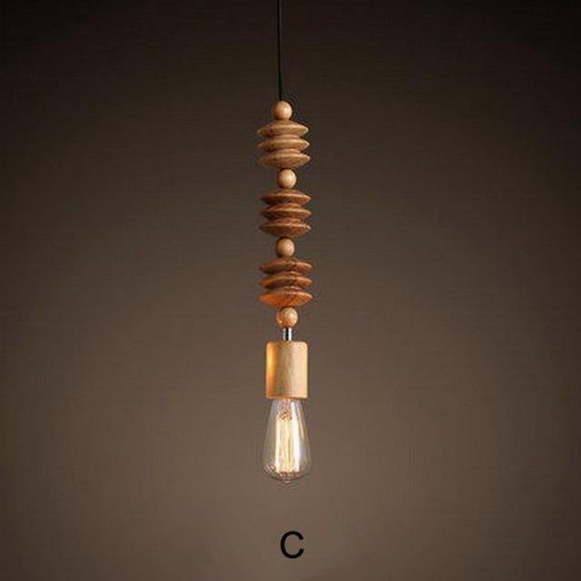 Retro Style Nature Oak Wooden Pendant Lamp - MaviGadget