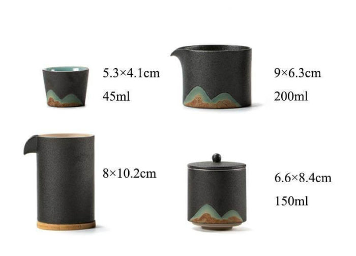 Portable Travel Ceramic Mountain Teapot With 3 Cups - MaviGadget