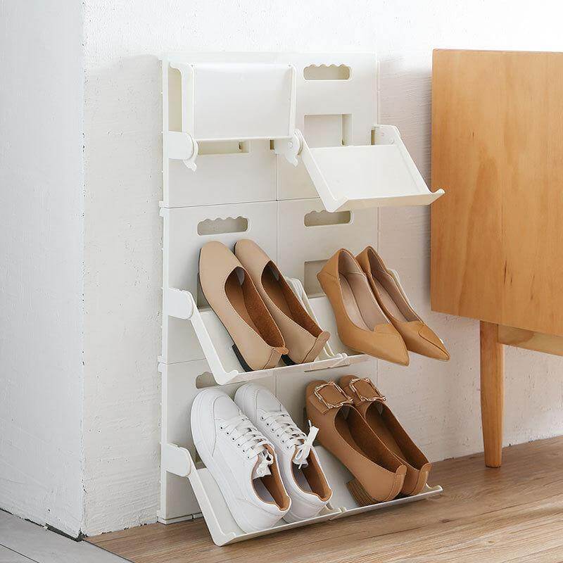 Hidden Folding Multifunctional Wall Shoe Organizer Rack - MaviGadget
