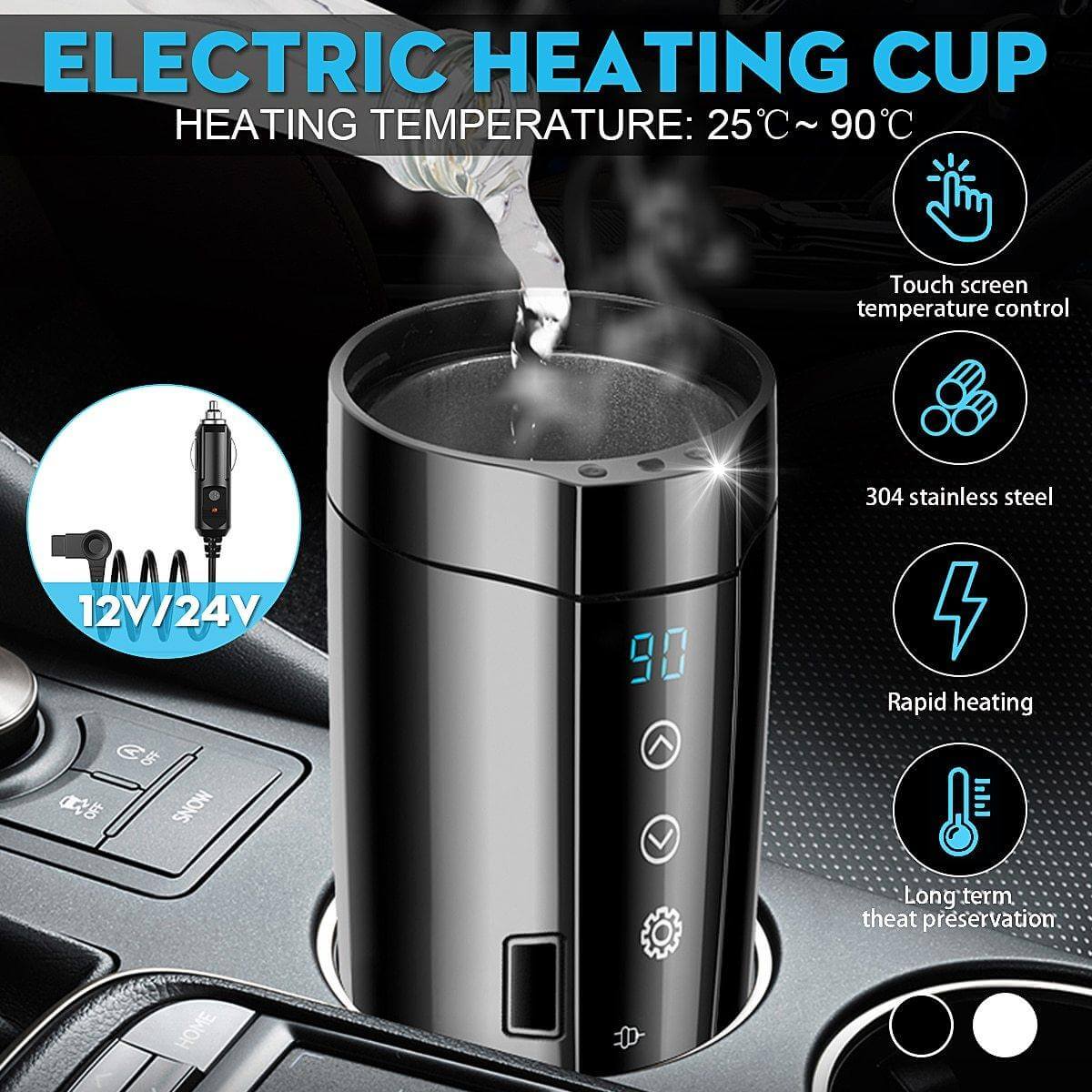 Stainless Steel Portable Electric Heating Thermos - MaviGadget