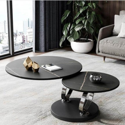 Italian Modern Two-layer Coffee Side Table with Marble Top - MaviGadget