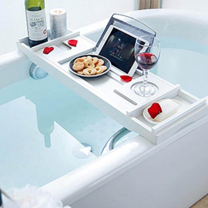 Extendable Bathtub Non-Slip Food Drink Tray - MaviGadget