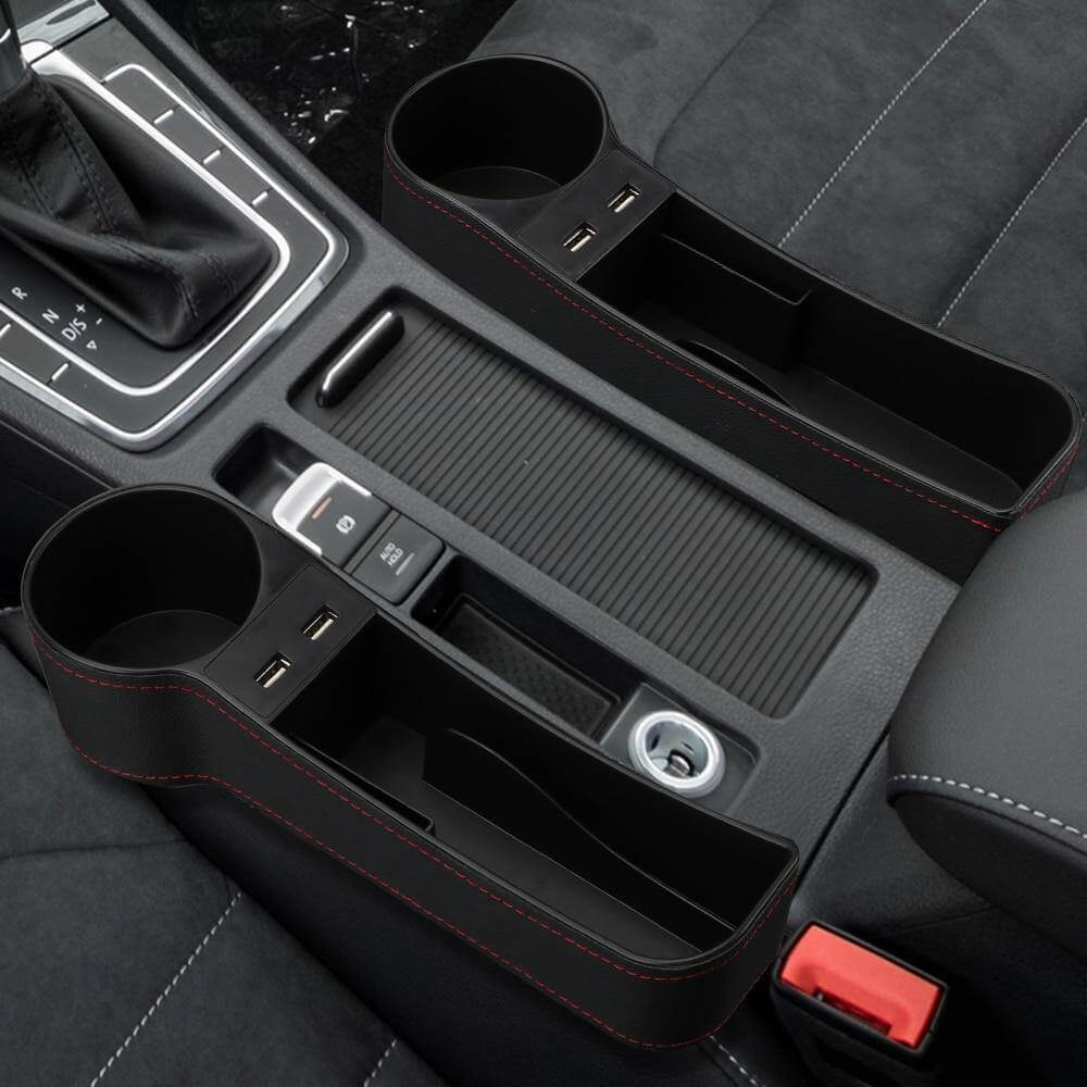 Leather USB Charger Car Seat Gap Organizer - MaviGadget