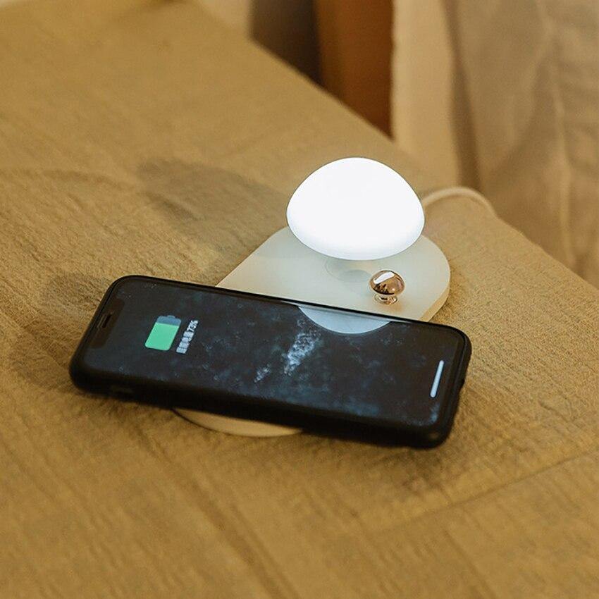 Mushroom USB Wireless Charging Night Light - MaviGadget