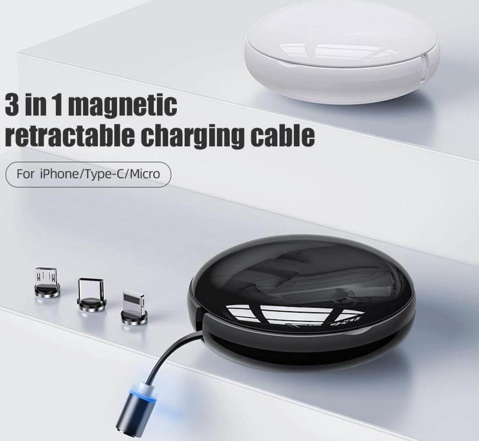 Universal Retractable Magnetic Charge Cable iPhone Samsung - MaviGadget
