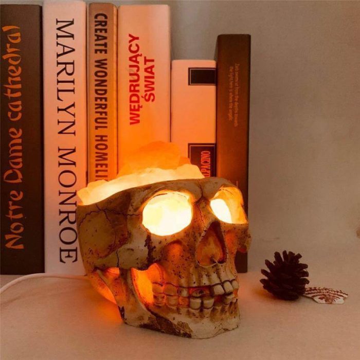 Skull Head Shaped Crystal Salt LED Night Light - MaviGadget