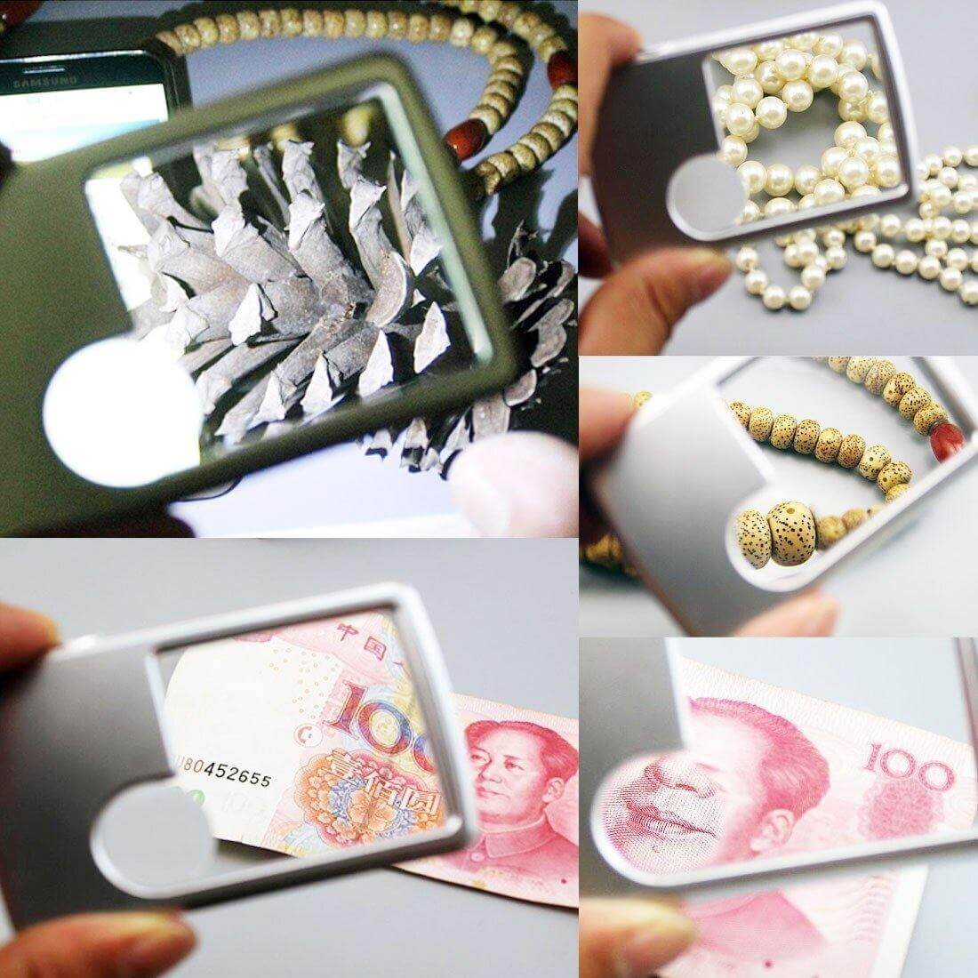 Pocket Credit Card Size Mini Led Light Magnifying Glass - MaviGadget
