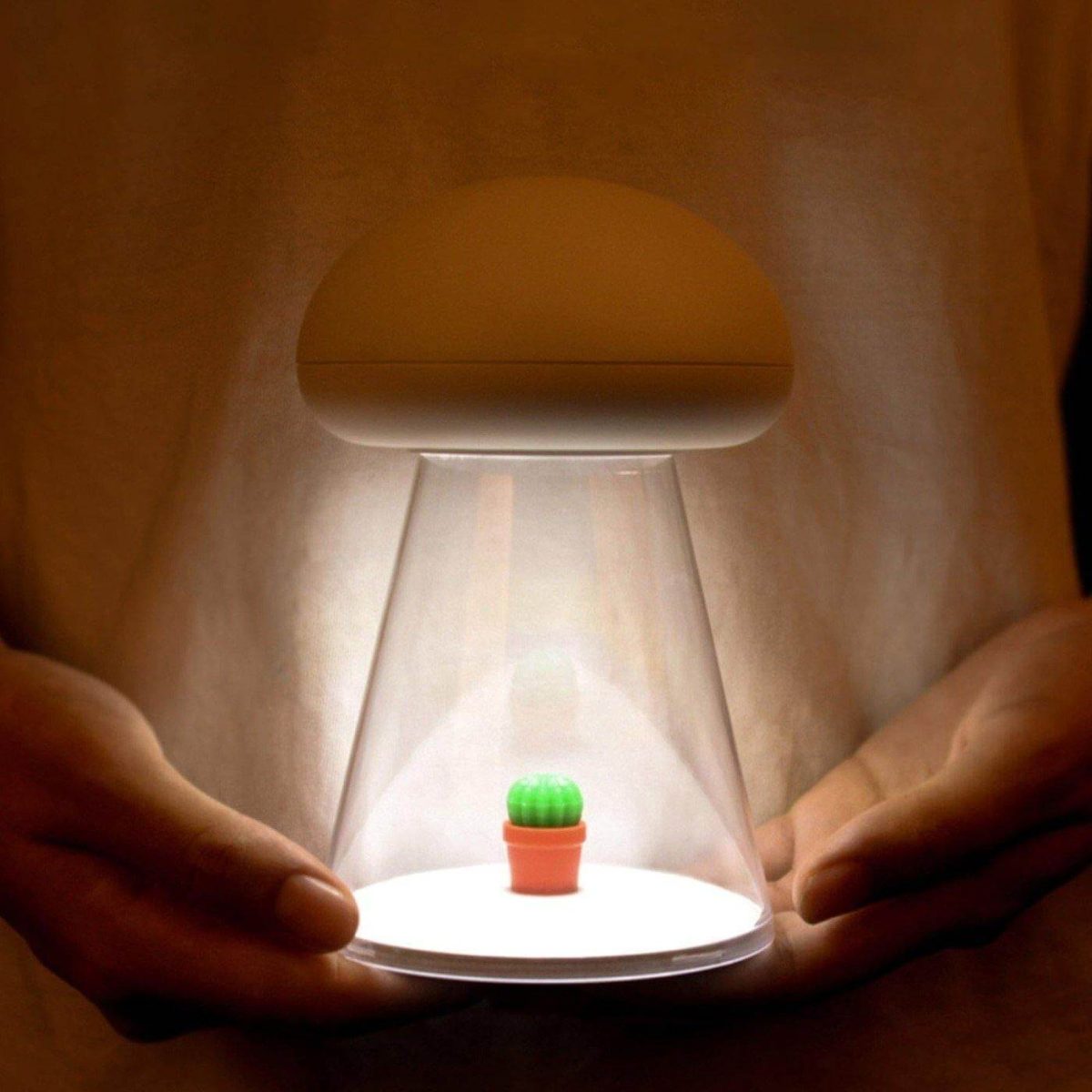 Rechargeable White Cactus USB Mushroom Night Lamp - MaviGadget