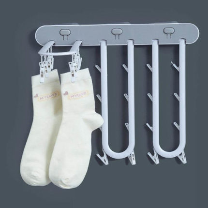 Wall-Mounted Folding Easy Drying Sock Hanger Rack - MaviGadget