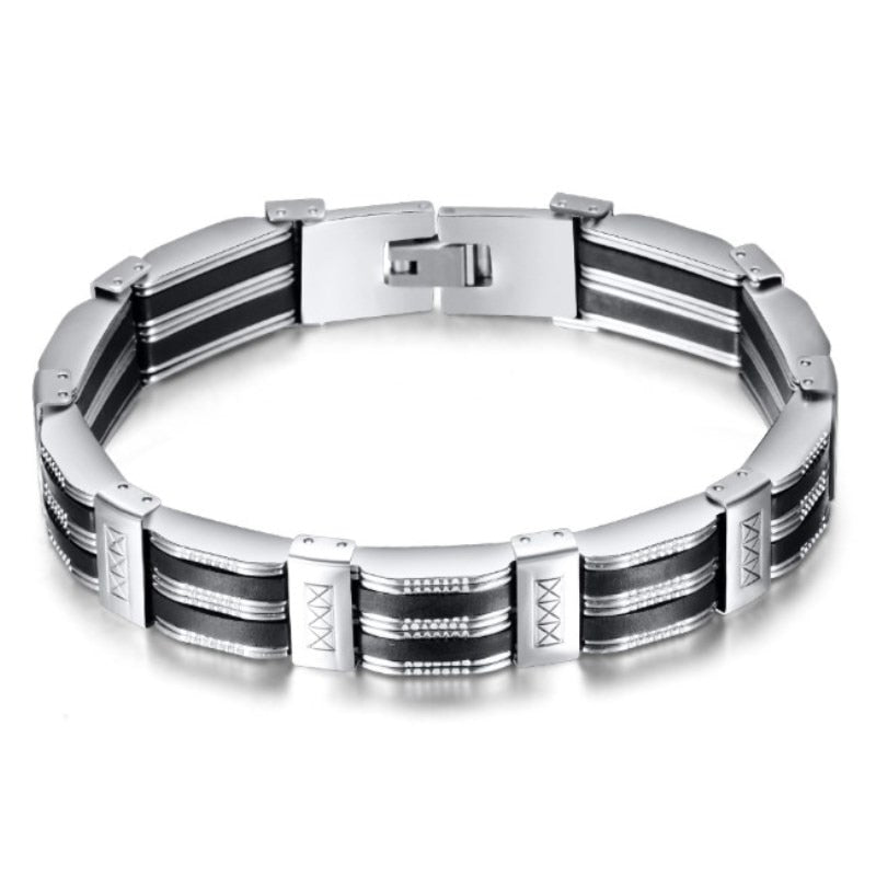 Luxury Black Silicone Stainless Steel Bracelet Men - MaviGadget