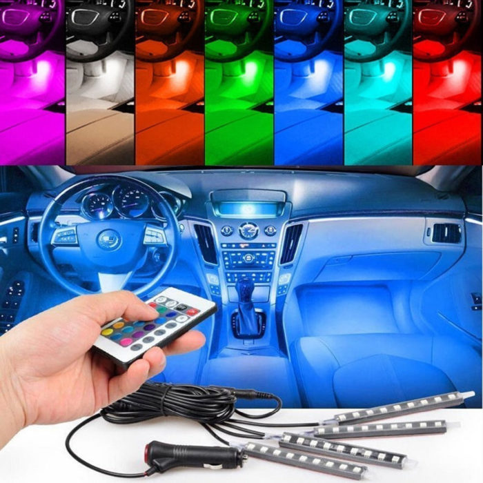 4pcs/et 7 Color LED Car Interior Lighting Kit - MaviGadget