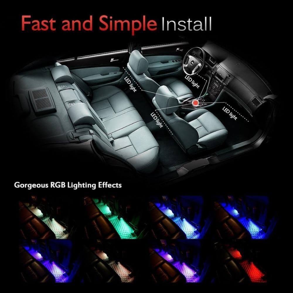 4pcs/et 7 Color LED Car Interior Lighting Kit - MaviGadget