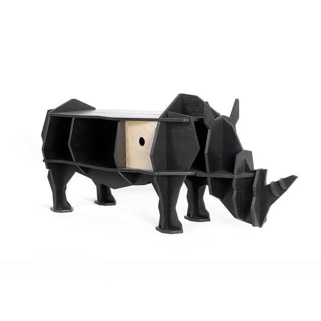 3D self-build puzzle rhino coffee table with organizer - MaviGadget
