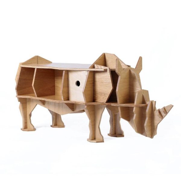 3D self-build puzzle rhino coffee table with organizer - MaviGadget