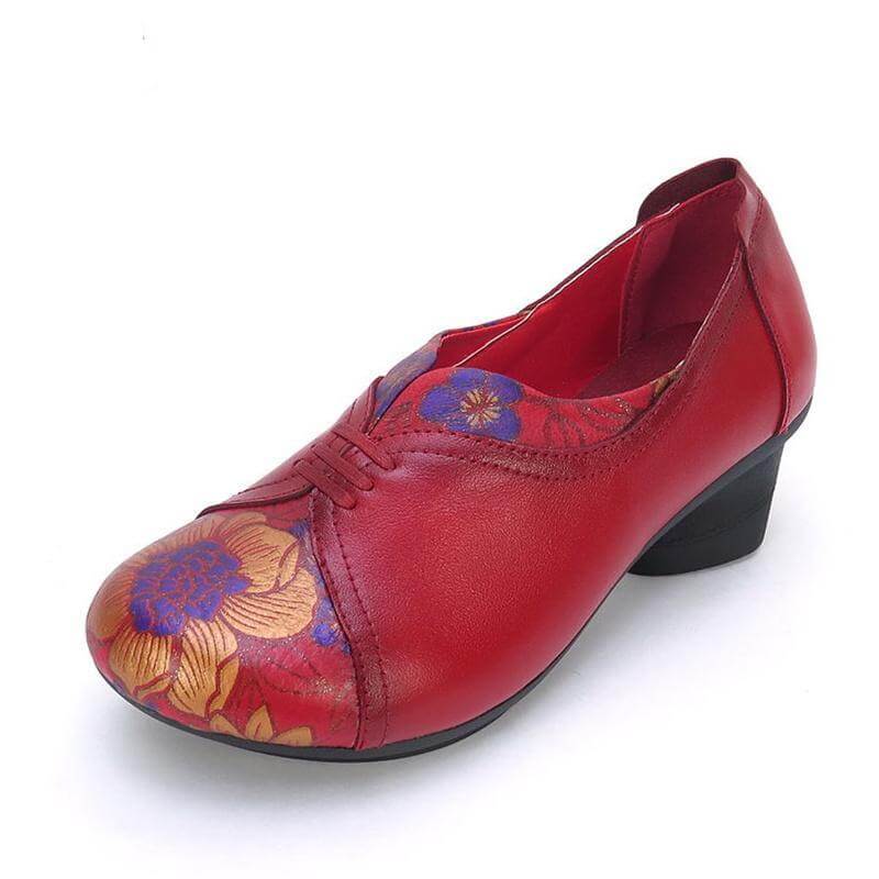 Vintage Soft Single Thick Heel Handmade Shoes - MaviGadget