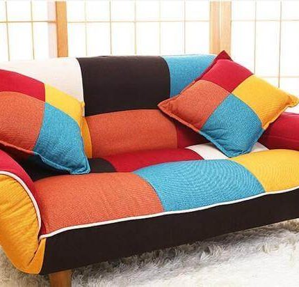Modern Adjustable Sofa and Loveseat in Colorful Line Fabric - MaviGadget