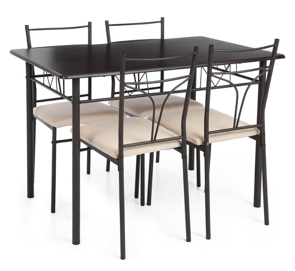 5PCS Modern Metal Frame Kitchen Table with Chairs - MaviGadget