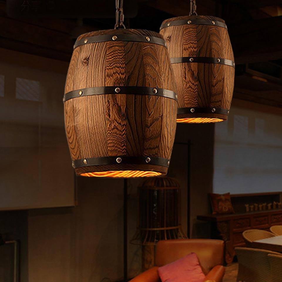 Stylish Designer's Wooden Barrel Art Pendant Lights Lamps - MaviGadget