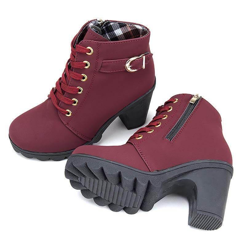 Real Leather High Heels Women Winter Shoes - MaviGadget