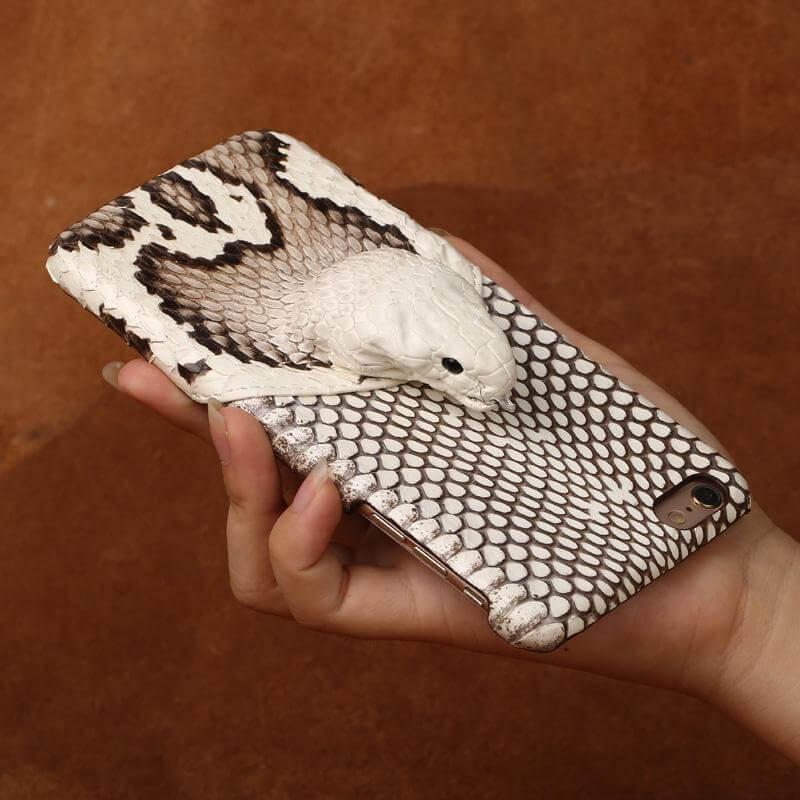 Custom Real Snake Skin Iphone Cases with Snake Head design - MaviGadget