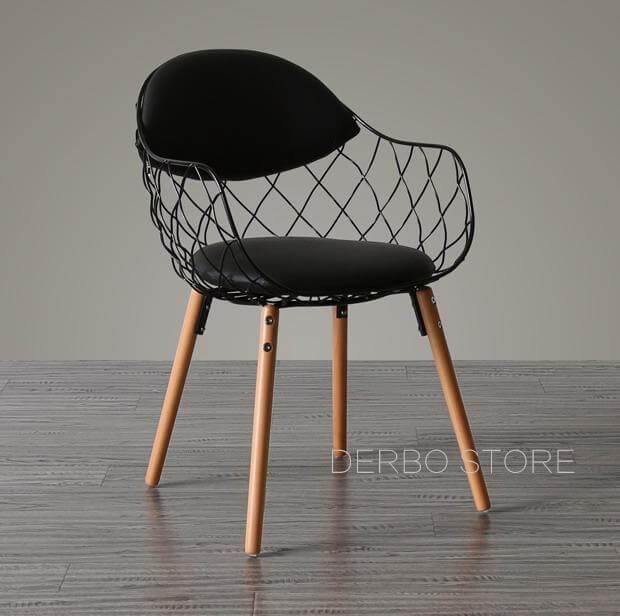 Modern Luxury Design Metal Steel Chair with Wooden legs - MaviGadget