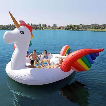 6 Person Huge Unicorn Pool Float Inflatable Giant Unicorn Swimming Pool Island - MaviGadget