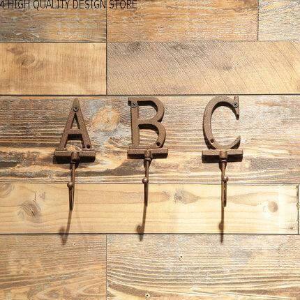 3CS Iron Wooden Alphabet Hanging Hooks - MaviGadget