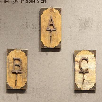 3CS Iron Wooden Alphabet Hanging Hooks - MaviGadget
