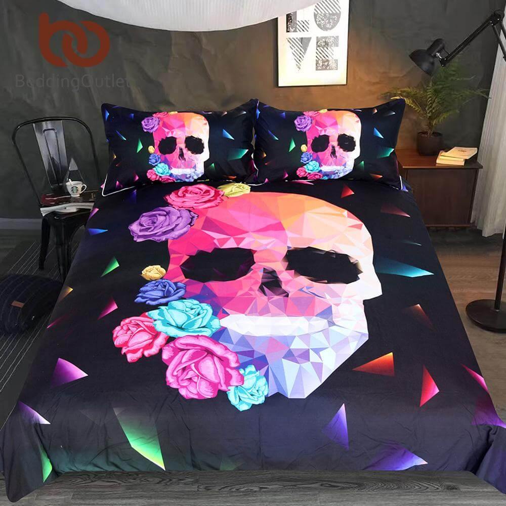 Gothic Floral Skull Stylish Comfortable Duvet Cover Bedding set Mavigadget - MaviGadget