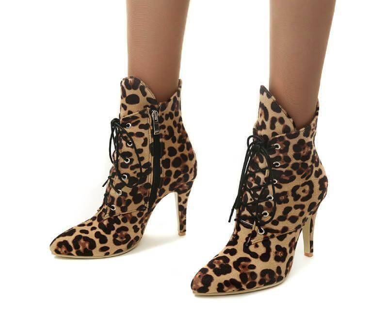 Leopard Design Lace up Women Shoes - MaviGadget