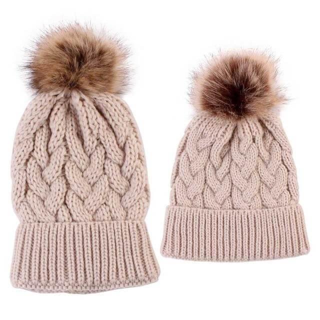 2Pcs Mom and Baby Warm Comfy Knit Hats - MaviGadget