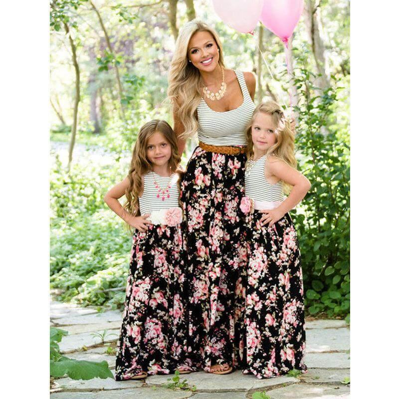 Floral Cute Mom and daughter Sundress Matching outfit - MaviGadget