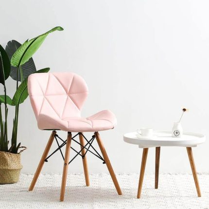 Modern Nordic Leather Wood Chair - MaviGadget