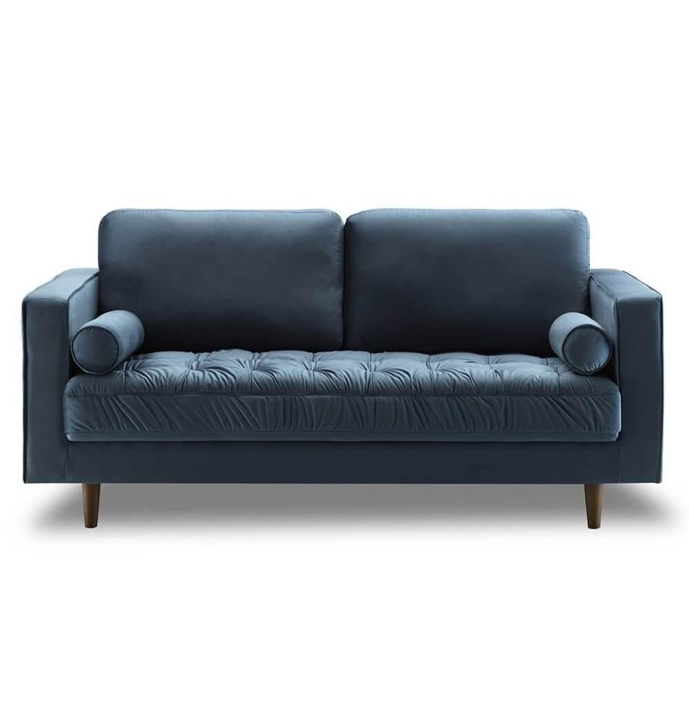 Bente Tufted Velvet Loveseat 2-Seater Sofa - Light Blue - MaviGadget
