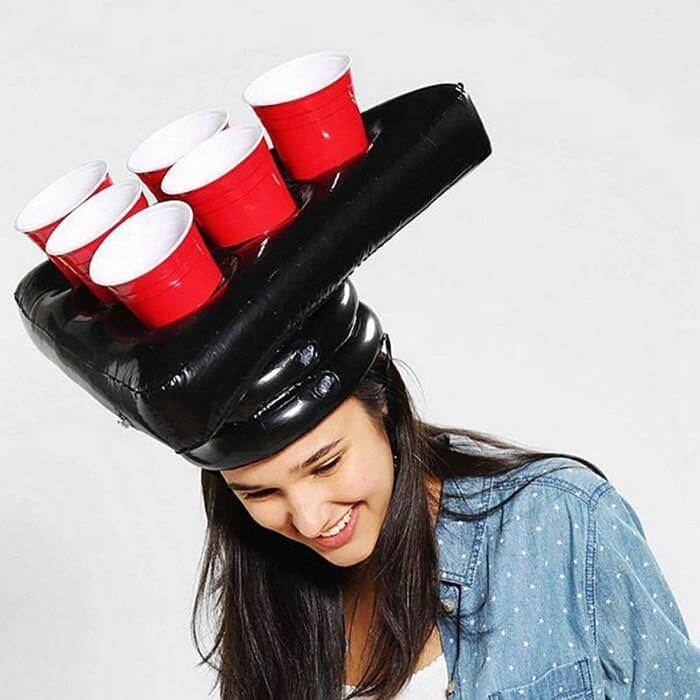 Inflatable Ping Pong Cup Holder Hats - MaviGadget
