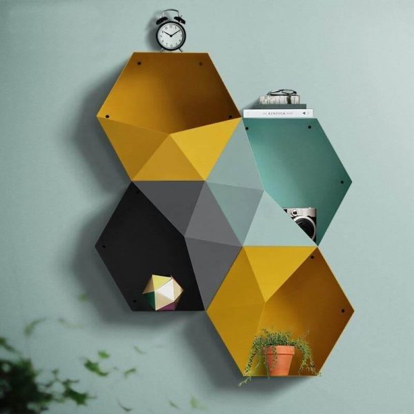 Nordic Geometric Diamond Shelf Wall Vase - MaviGadget