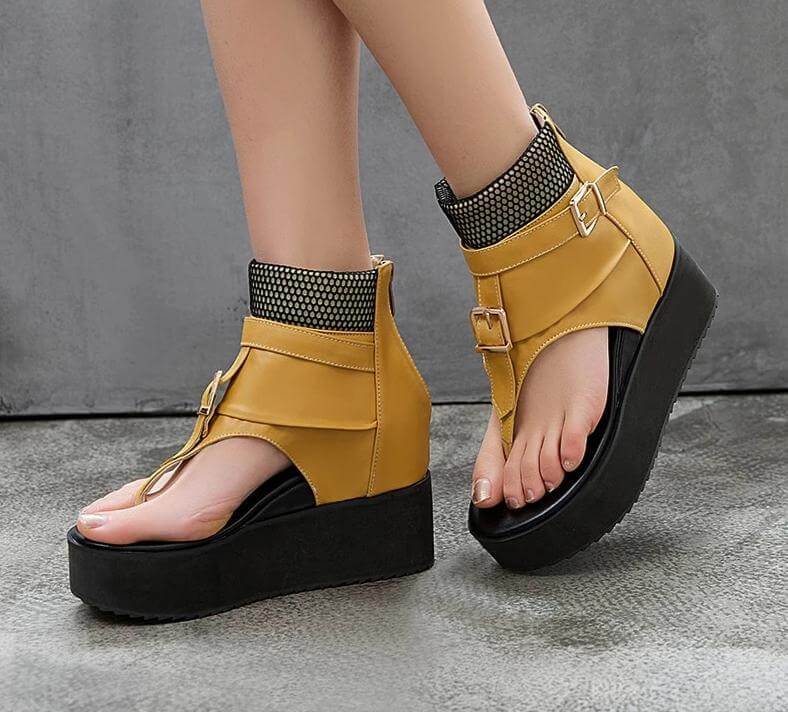 Leather Gladiator Platform Sandals - MaviGadget