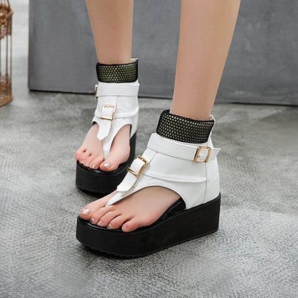 Leather Gladiator Platform Sandals - MaviGadget