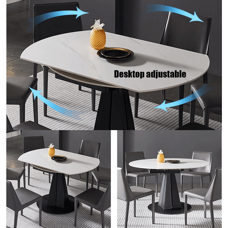 Luxury Extendable Oval Marble Rock Plate Modern Table - MaviGadget
