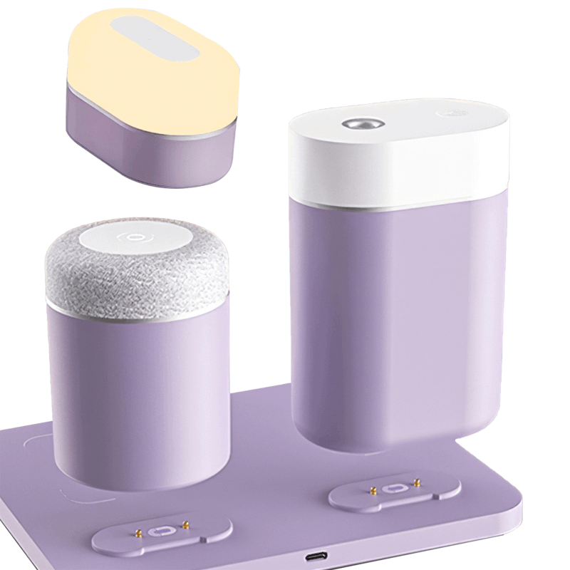 Wireless Charger Humidifier Bluetooth Speaker Night Lamp - MaviGadget